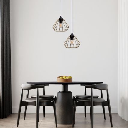 Lustră pe cablu CEED GOLD 2xE27/60W/230V d. 28 cm negru/auriu
