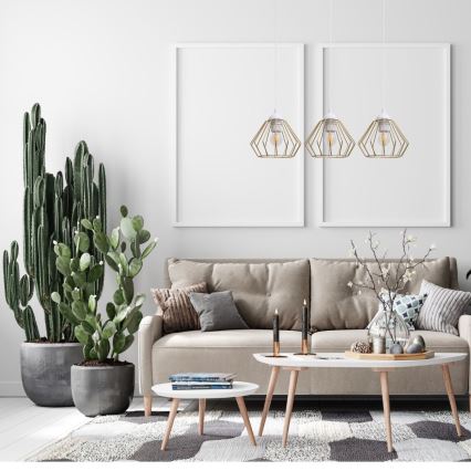 Lustră pe cablu CEED GOLD 3xE27/60W/230V alb/auriu