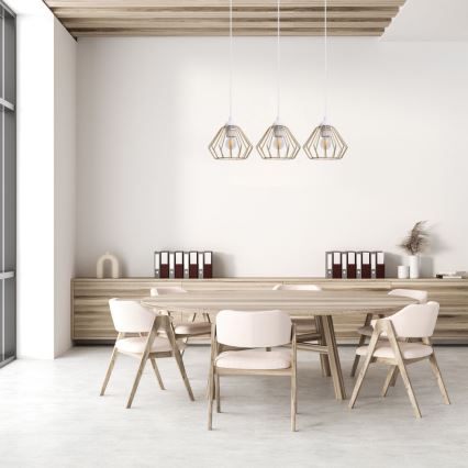 Lustră pe cablu CEED GOLD 3xE27/60W/230V alb/auriu