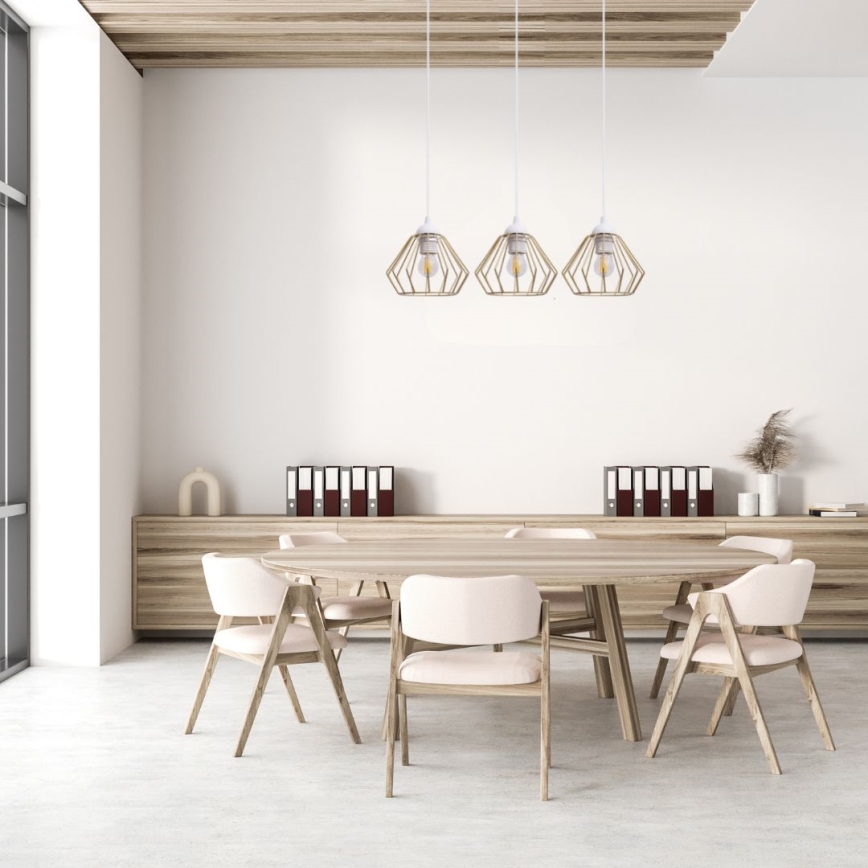 Lustră pe cablu CEED GOLD 3xE27/60W/230V alb/auriu