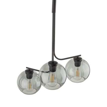 Lustră pe cablu CESAR, 3 x E27, 15 W, 230 V, negru/gri fumuriu