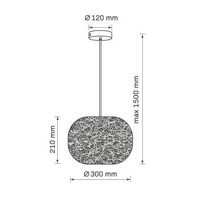Lustră pe cablu CLEA 1xE27/20W/230V, Ø 30 cm, antracit