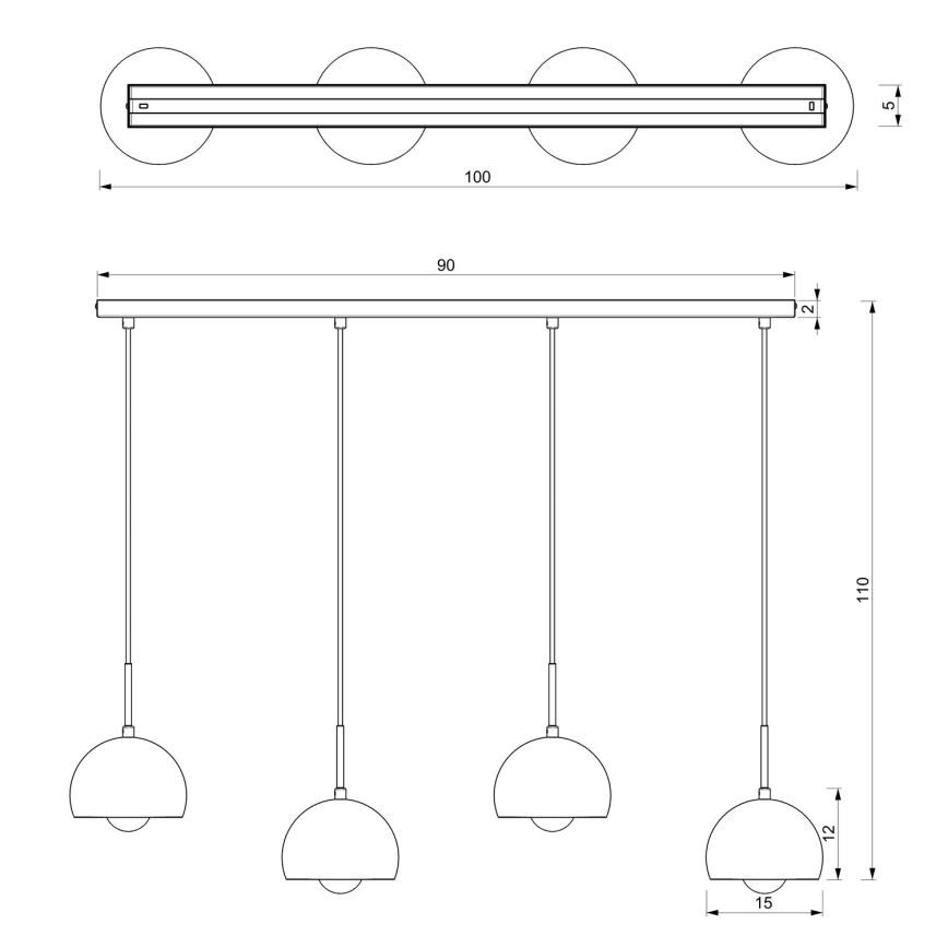 Lustră pe cablu COOL 4xE27/60W/230V neagră
