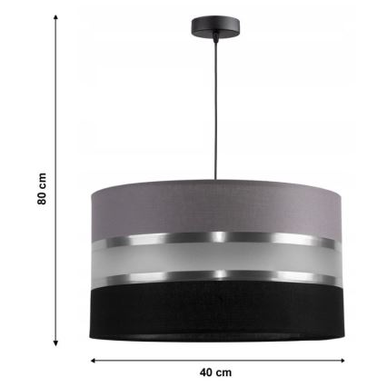 Lustră pe cablu CORAL 1xE27/60W/230V negru-gri