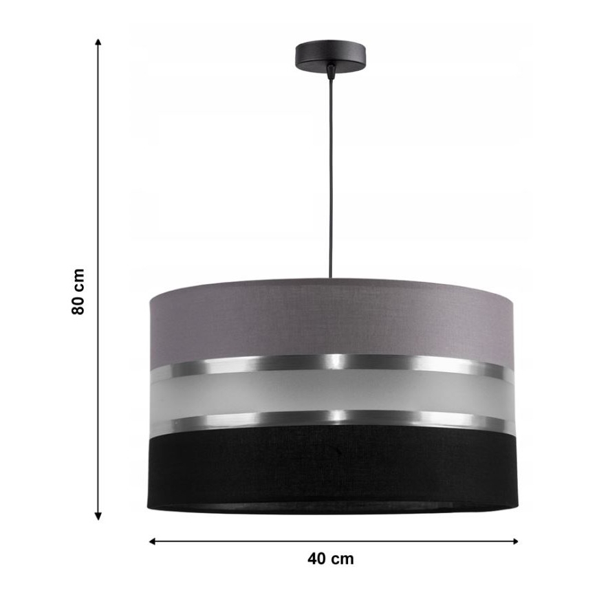 Lustră pe cablu CORAL 1xE27/60W/230V negru-gri