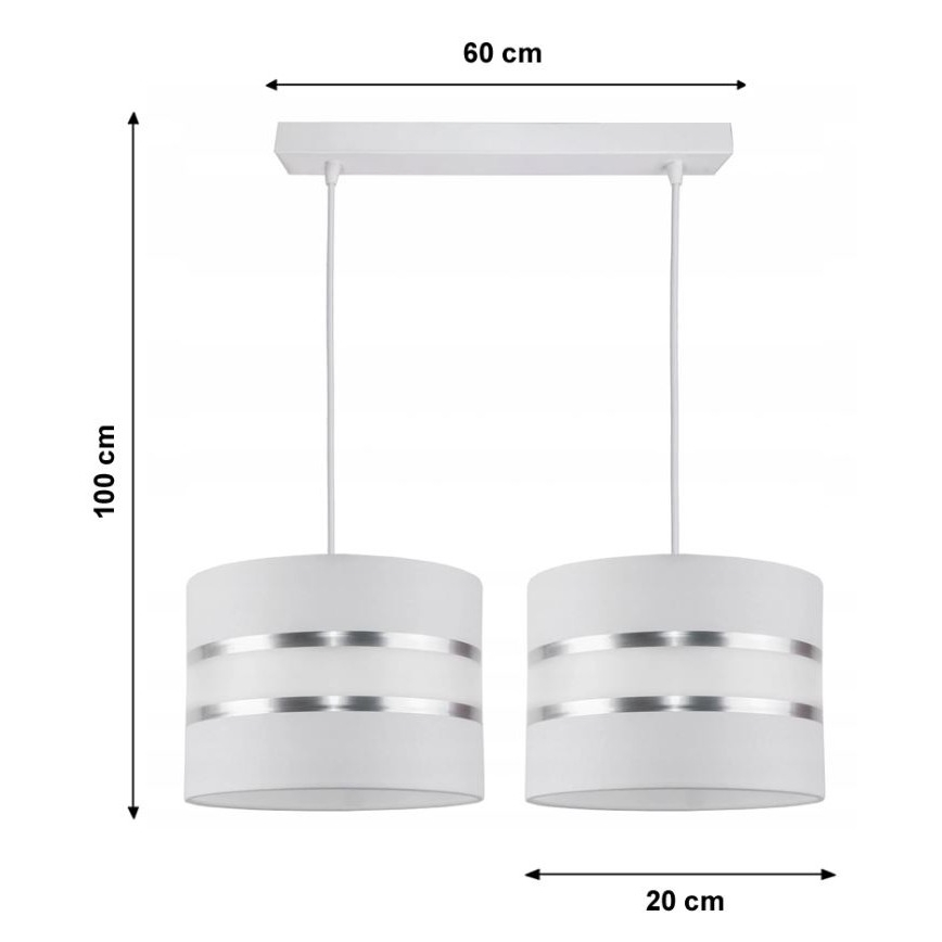 Lustră pe cablu CORAL 2xE27/60W/230V alb