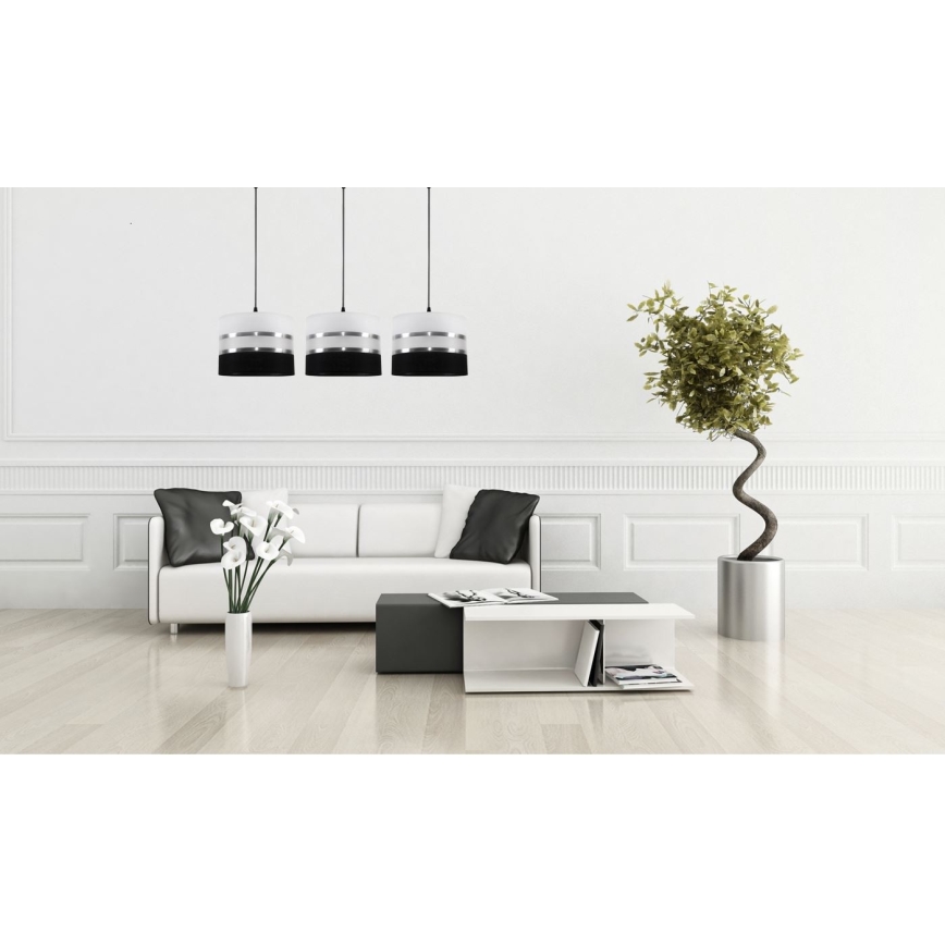 Lustră pe cablu CORAL 3xE27/60W/230V albă/neagră
