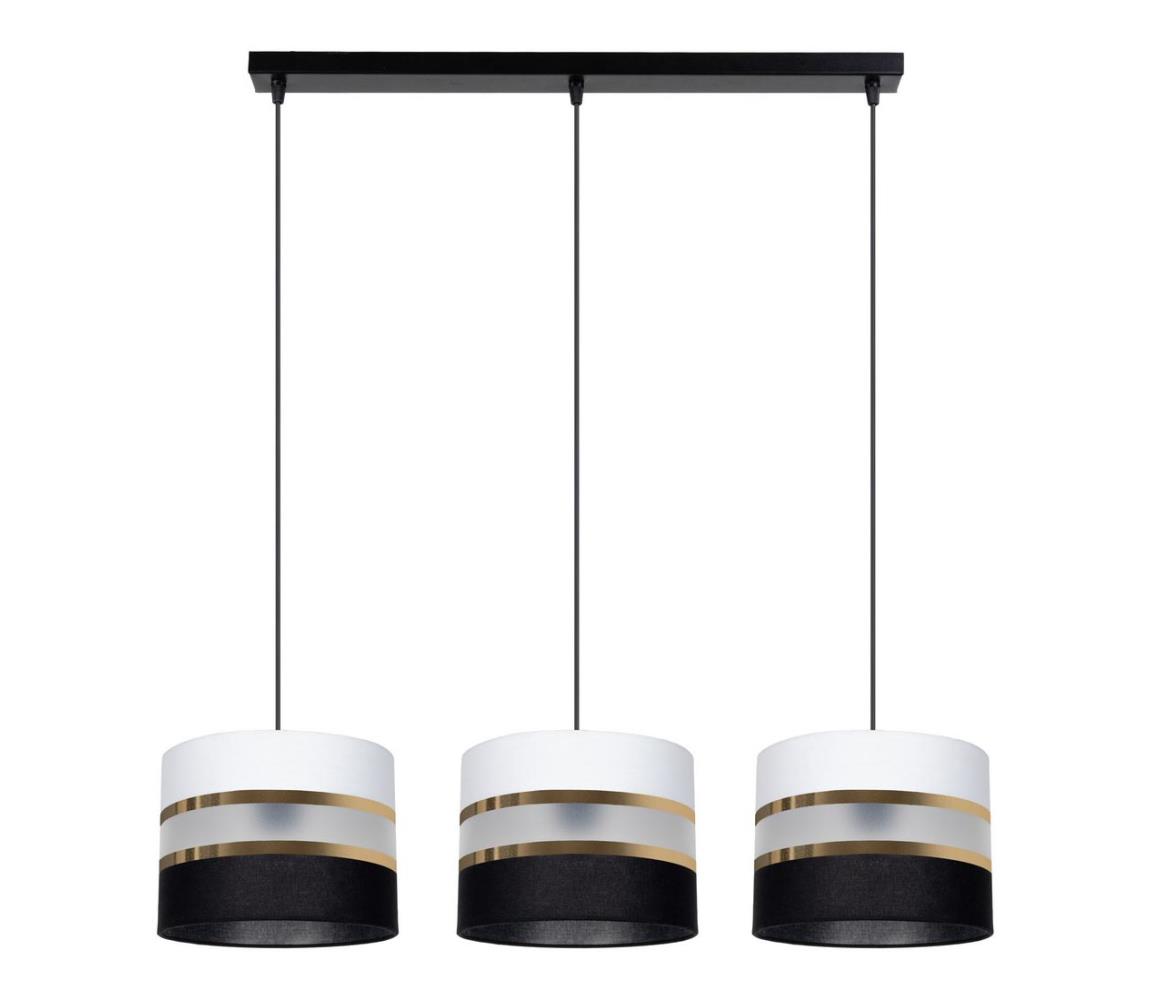 Lustră pe cablu CORAL 3xE27/60W/230V alb-negru
