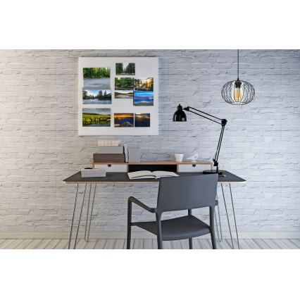 Lustră pe cablu CORRINI 1xE27/60W/230V d. 25 cm negru/transparent