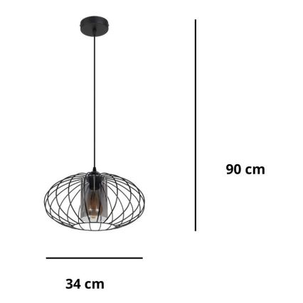 Lustră pe cablu CORRINI 1xE27/60W/230V d. 34 cm negru/gri