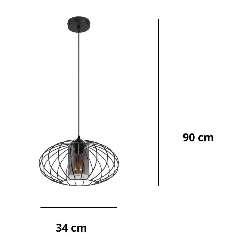 Lustră pe cablu CORRINI 1xE27/60W/230V d. 34 cm negru/gri