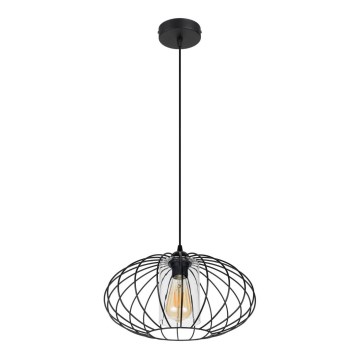 Lustră pe cablu CORRINI 1xE27/60W/230V d. 34 cm negru/transparent