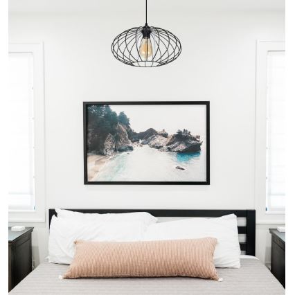 Lustră pe cablu CORRINI 1xE27/60W/230V d. 34 cm negru/transparent