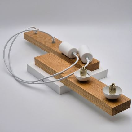 Lustră pe cablu CORTINA 2xE27/15W/230V + 2xG9/5W/230V alb/stejar