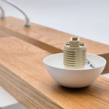 Lustră pe cablu CORTINA 2xE27/15W/230V + 2xG9/5W/230V alb/stejar