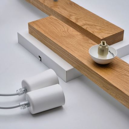 Lustră pe cablu CORTINA 2xE27/15W/230V + 2xG9/5W/230V alb/stejar