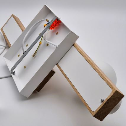 Lustră pe cablu CORTINA 2xE27/15W/230V + 2xG9/5W/230V alb/stejar