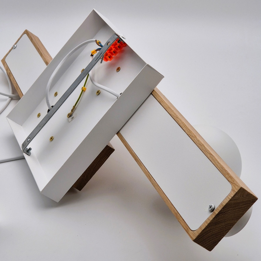 Lustră pe cablu CORTINA 2xE27/15W/230V + 2xG9/5W/230V alb/stejar