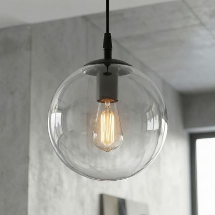 Lustră pe cablu COSMO 1xE14/10W/230V d. 14 cm negru/transparent