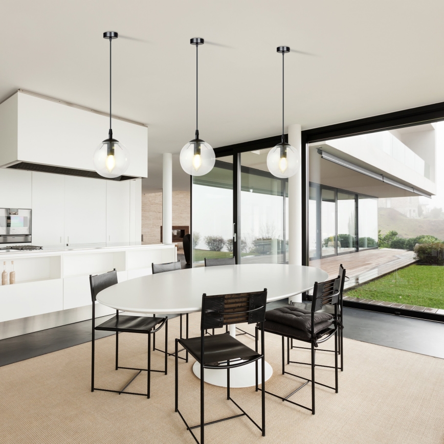 Lustră pe cablu COSMO 1xE14/10W/230V d. 14 cm negru/transparent