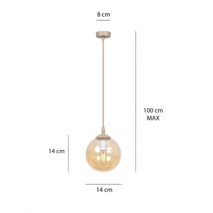 Lustră pe cablu COSMO 1xE14/10W/230V Ø 14 cm bej/bej fumuriu
