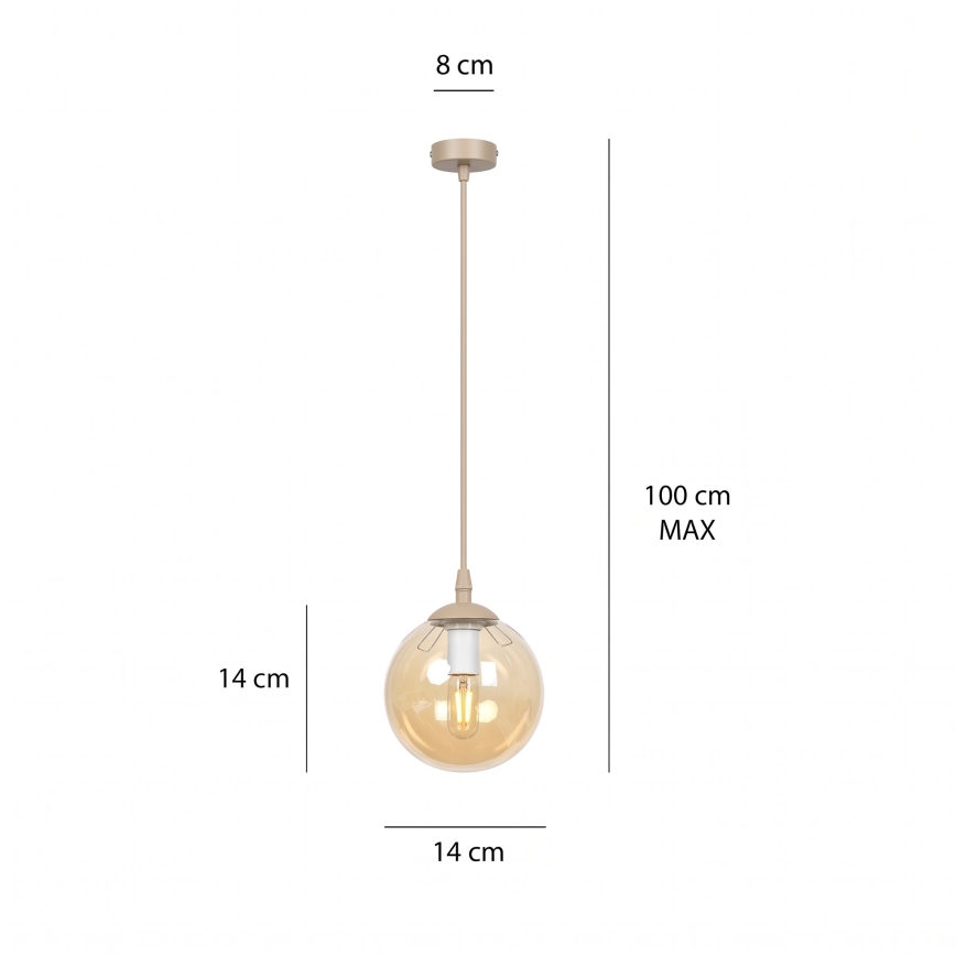 Lustră pe cablu COSMO 1xE14/10W/230V Ø 14 cm bej/bej fumuriu