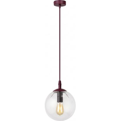 Lustră pe cablu COSMO 1xE14/10W/230V Ø 14 cm roșie/transparentă