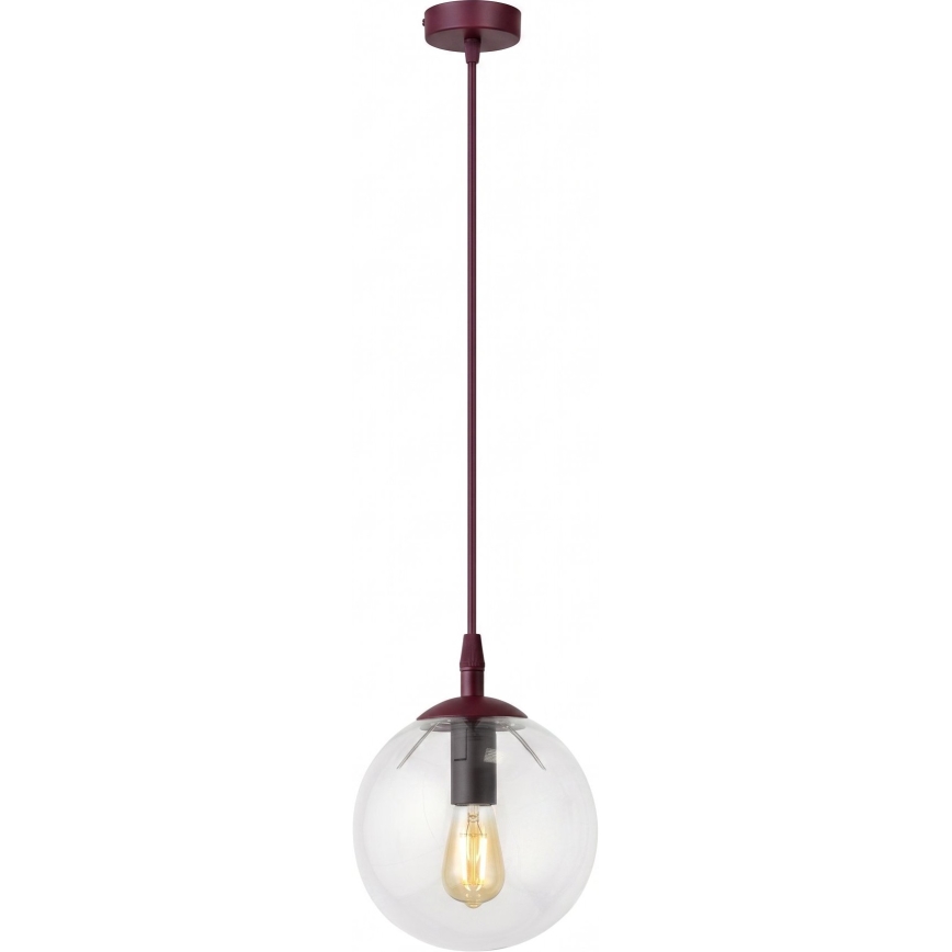 Lustră pe cablu COSMO 1xE14/10W/230V Ø 14 cm roșie/transparentă
