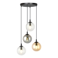 Lustră pe cablu COSMO 4xE14/10W/230V d. 40 cm negru/gri/bej/transparent