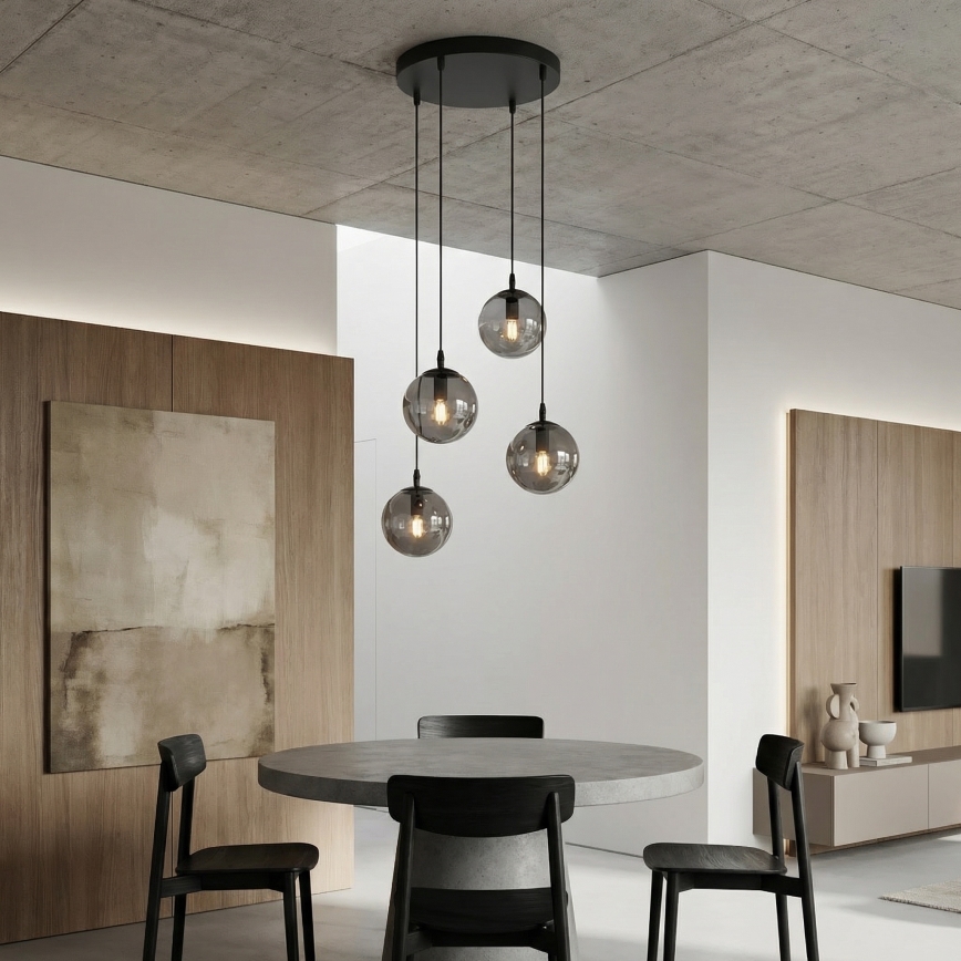 Lustră pe cablu COSMO 4xE14/10W/230V d. 40 cm negru/gri