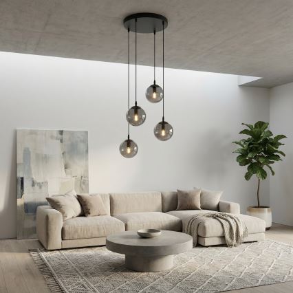 Lustră pe cablu COSMO 4xE14/10W/230V d. 40 cm negru/gri