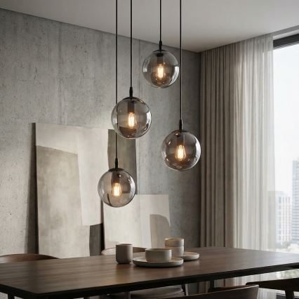 Lustră pe cablu COSMO 4xE14/10W/230V d. 40 cm negru/gri