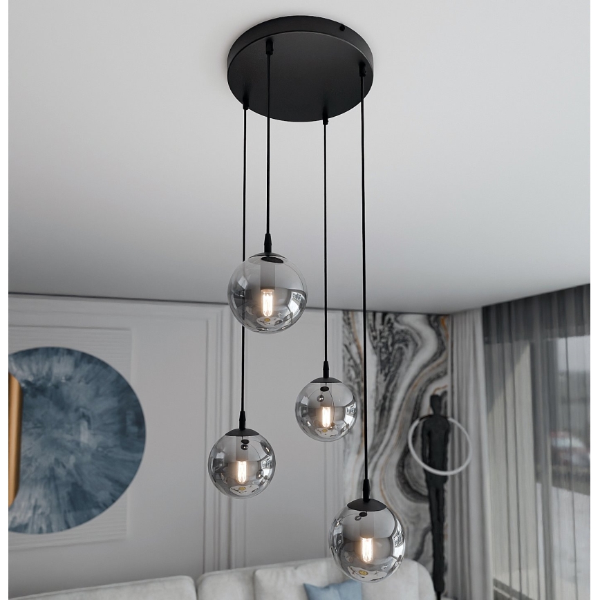 Lustră pe cablu COSMO 4xE14/10W/230V d. 40 cm negru/gri