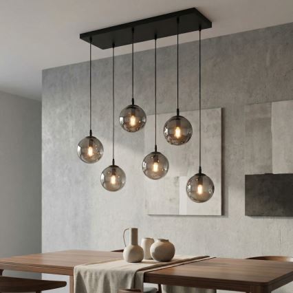 Lustră pe cablu COSMO 6xE14/10W/230V negru/gri