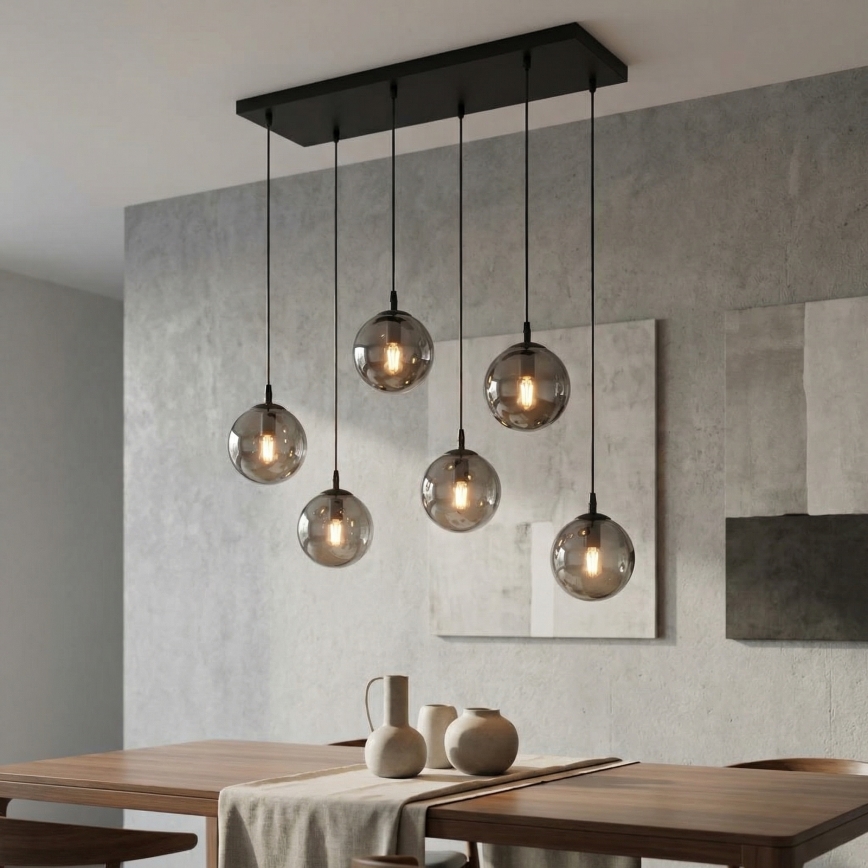 Lustră pe cablu COSMO 6xE14/10W/230V negru/gri