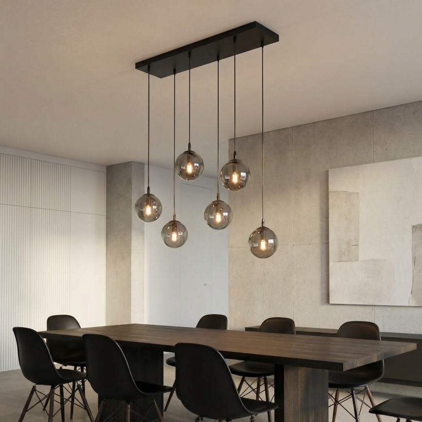 Lustră pe cablu COSMO 6xE14/10W/230V negru/gri
