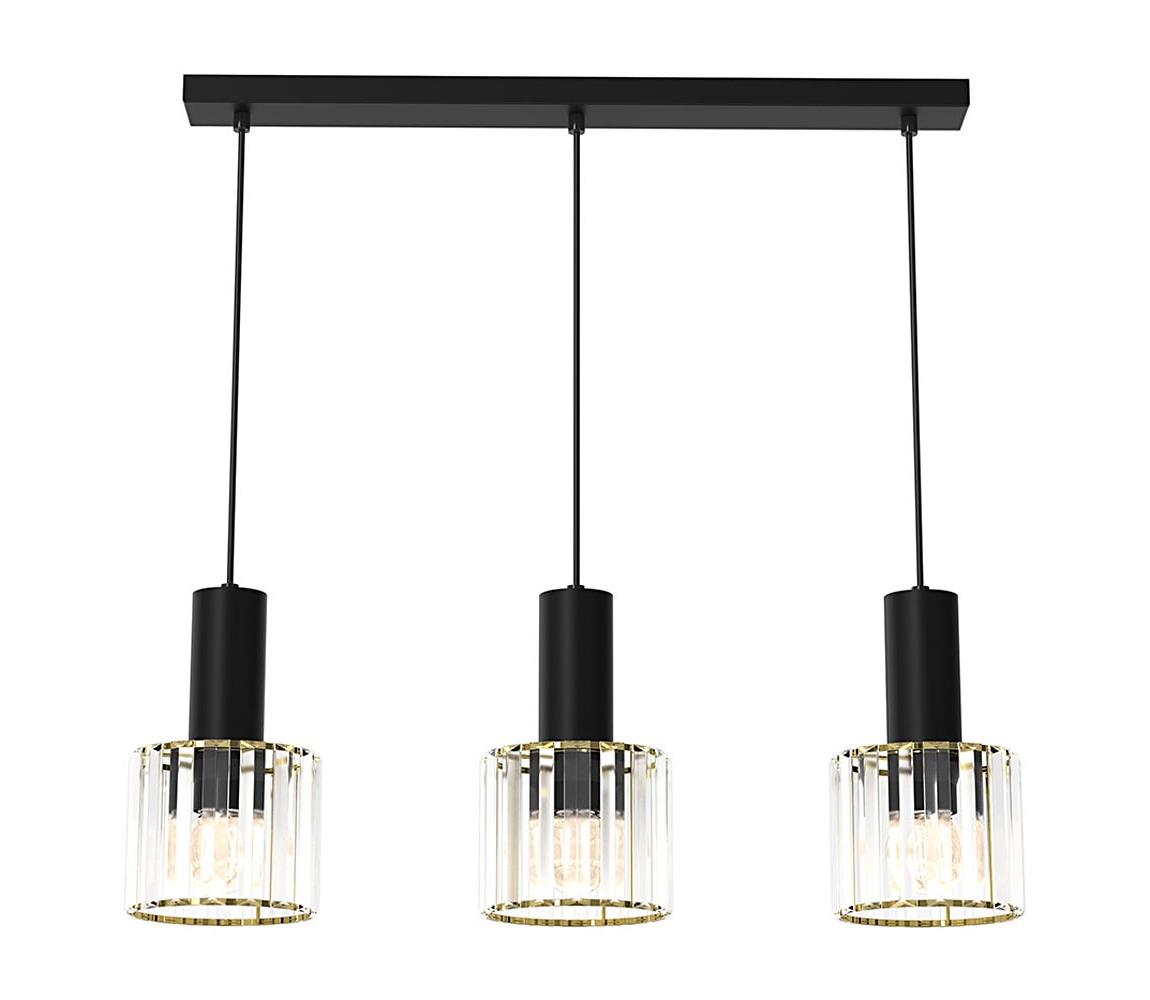 Lustră pe cablu CRISTAL 3xE27/60W/230V neagră