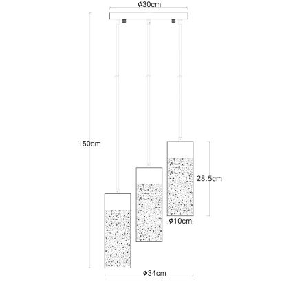 Lustră pe cablu 3xE27/40W/230V Globo