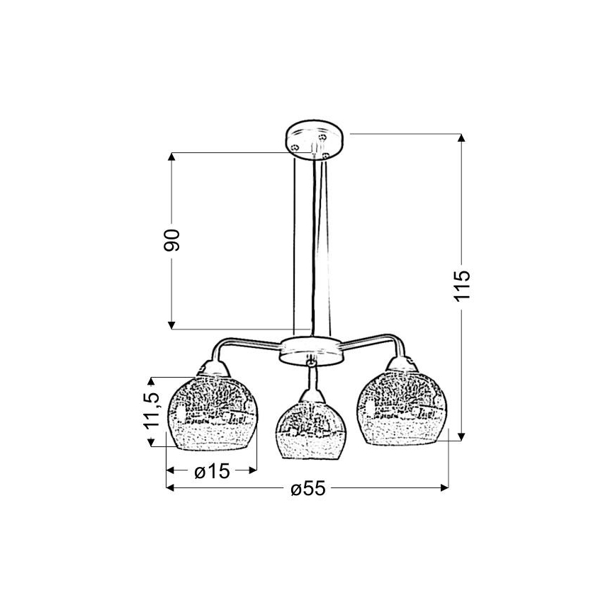 Lustră pe cablu CROMINA 3xE27/60W/230V