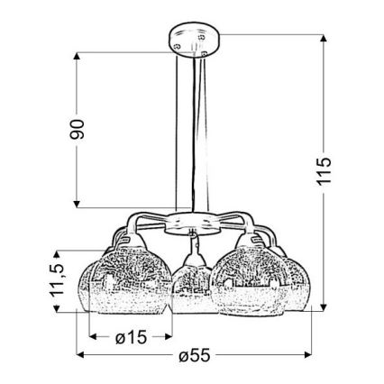 Lustră pe cablu CROMINA 5xE27/60W/230V