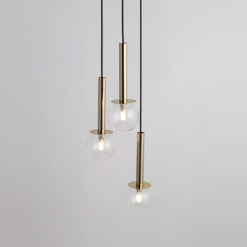 Lustră pe cablu DAISY 3xG9/12W/230V d. 27 cm auriu/negru/transparent