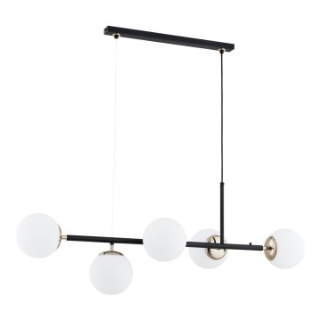 Lustră pe cablu DANSA 5xE14/10W/230V negru/auriu