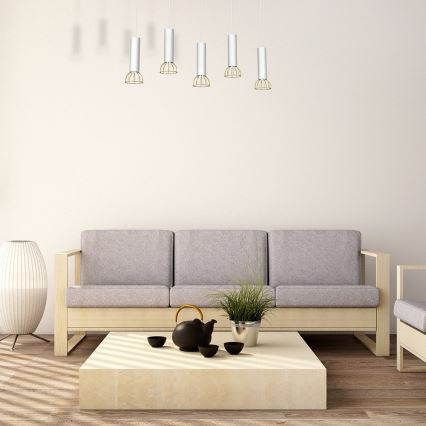 Lustră pe cablu DANTE 5xGU10/25W/230V albă/aurie