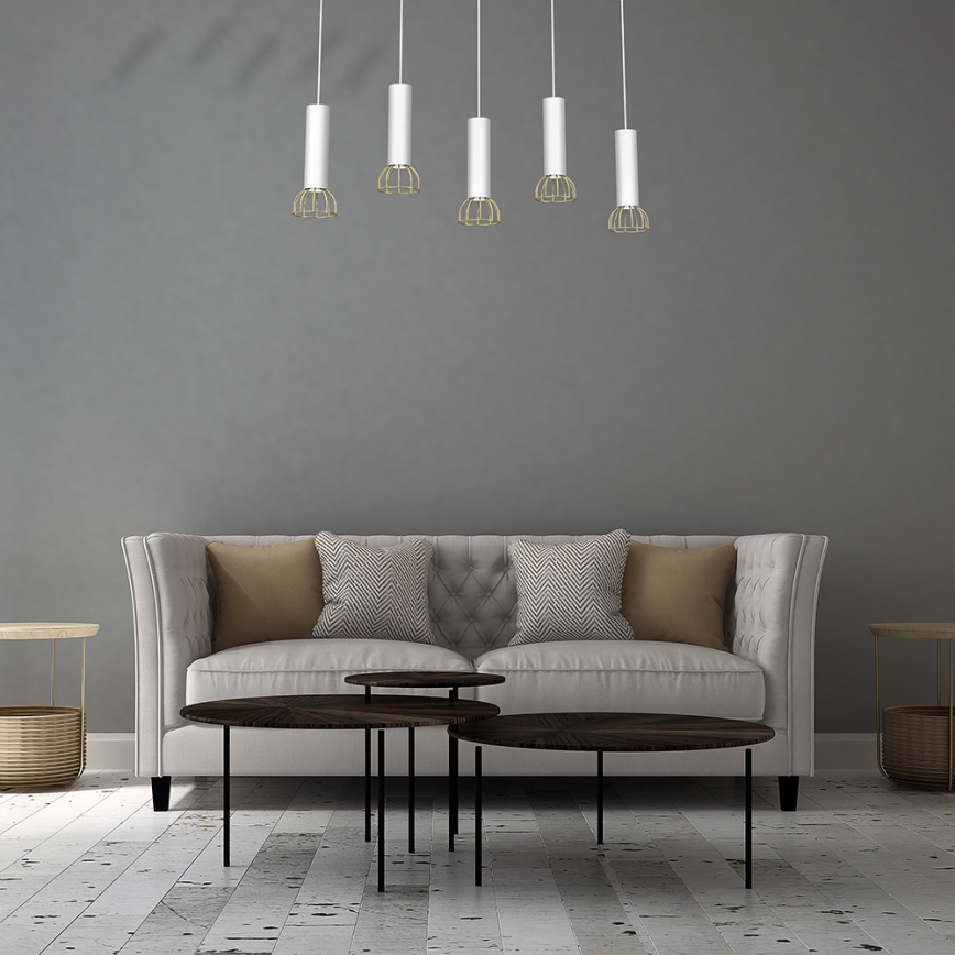 Lustră pe cablu DANTE 5xGU10/25W/230V albă/aurie