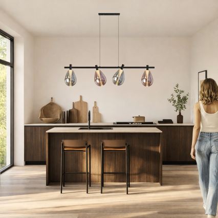 Lustră pe cablu DENSO 4xG9/5W/230V, crom negru/cupru
