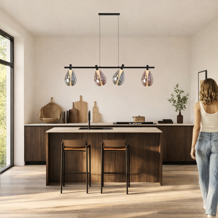 Lustră pe cablu DENSO 4xG9/5W/230V, crom negru/cupru
