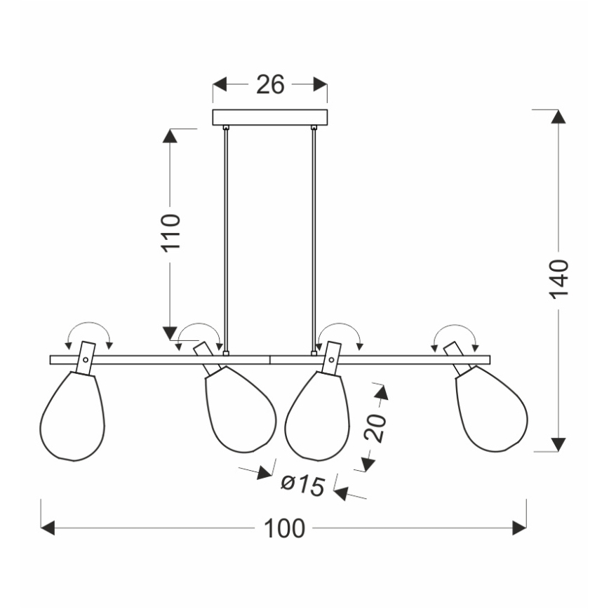 Lustră pe cablu DENSO 4xG9/5W/230V, crom negru/cupru