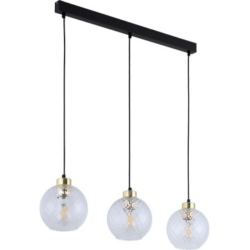 Lustră pe cablu DEVON 3xE27/15W/230V negru/sticlă clară