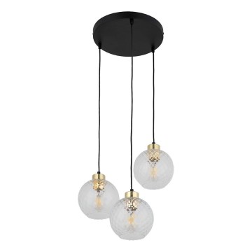 Lustră pe cablu DEVON 3xE27/15W/230V negru/transparent