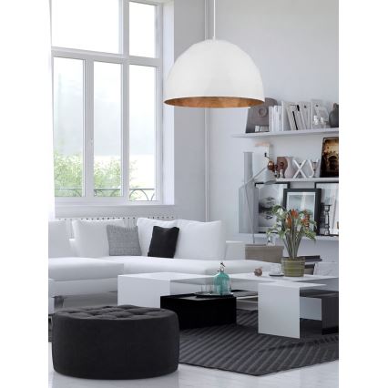 Lustră pe cablu DIAMENT 1xE27/60W/230V d. 35 cm albă/cupru